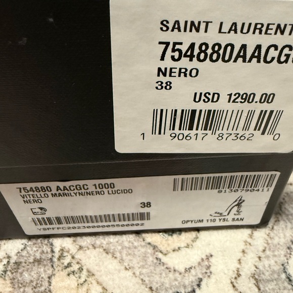 YSL Vitello Marilyn Opium 110 Black Leather Heels - Picture 5 of 7